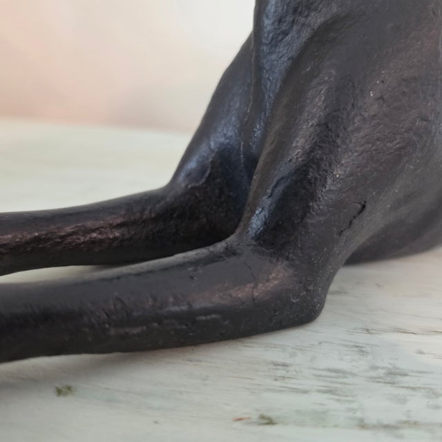 Antique Cast Iron Resting Whippet Greyhound Hearth Statue For Sale - Image 11 of 17