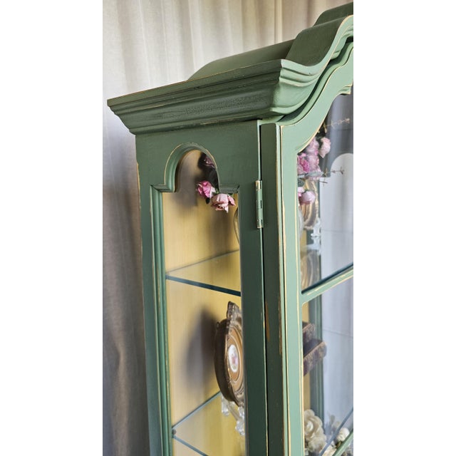 Green MCM Curio Cabinet, Display Cabinet Boho Style, 1950's #1 For Sale - Image 13 of 15