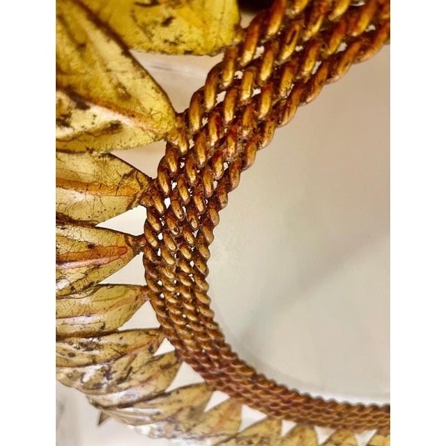 Large Spanish Sunburst Flush Mount in Gilt Metal with Support, 1950 For Sale - Image 6 of 12