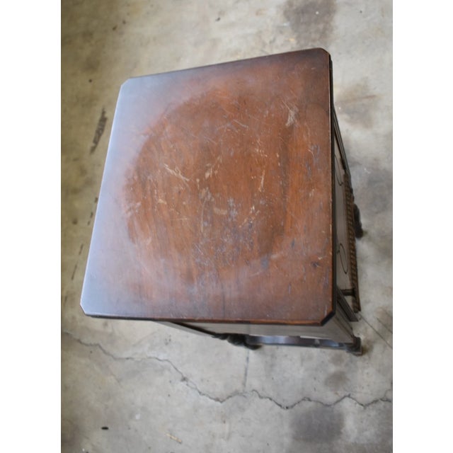 Brown Antique 1920s Copper-Lined Smoking Cabinet Side Table W/ Turned Legs For Sale - Image 8 of 8