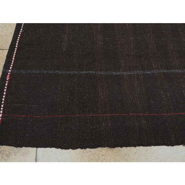 Textile Galerie Shabab Collection Mid-20th Century Turkish Tribal Kilim Room Size Carpet in Dark Brown and Black For Sale - Image 7 of 9