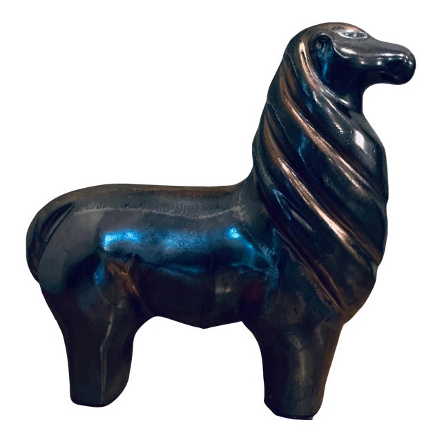 Small Black Ceramic Dog Figure For Sale