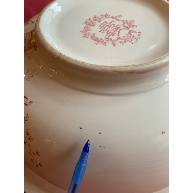 Vintage Pink Royal Staffordshire Clarice Cliff Massive Serving Bowl For Sale - Image 10 of 12