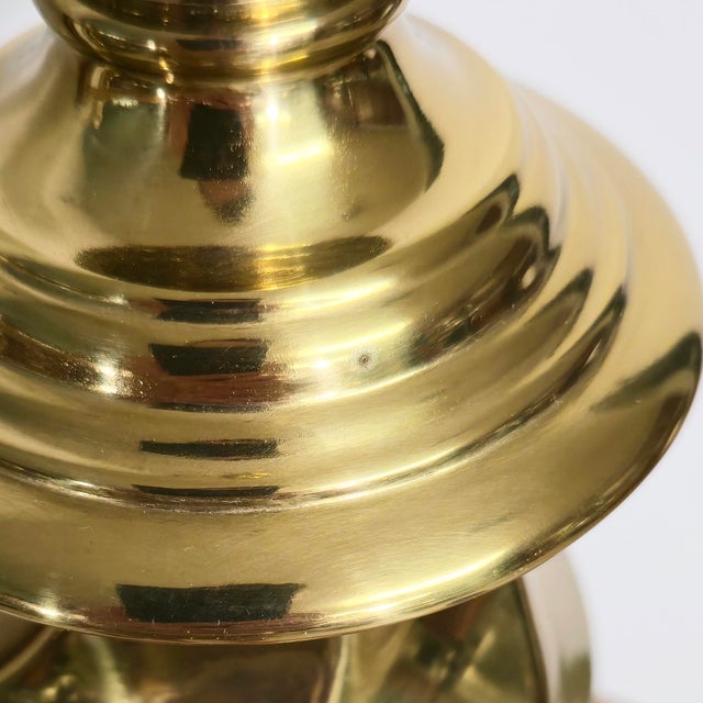 Mid-Century Modern 1960s Hollywood Regency Sculptural Solid Brass Twist Lamps - Pair For Sale - Image 3 of 5