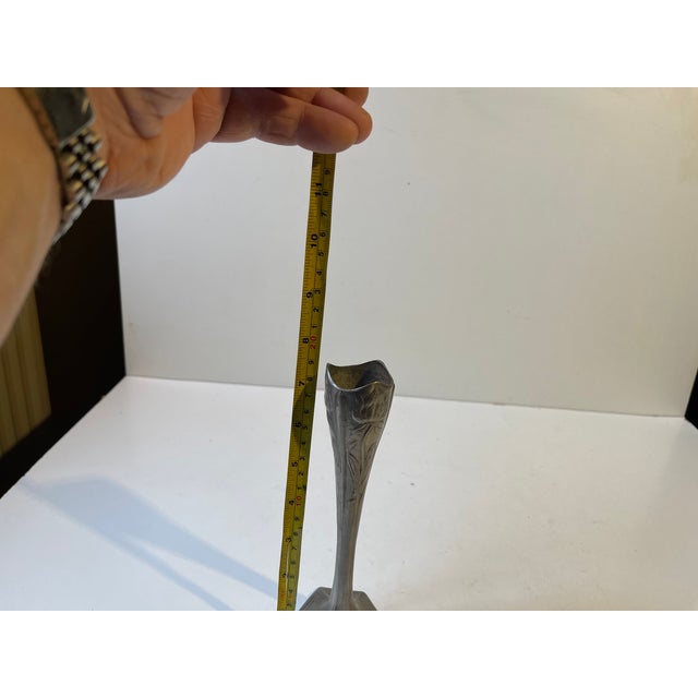 Metal Art Nouveau Pewter Iris Vase by Hugo Leven for Kayserzinn, 1890s For Sale - Image 7 of 10