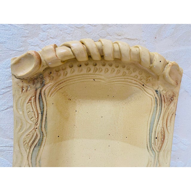 Gold 2000s Studio Pottery Signed Williams Footed Bread Platter Twisted Handles For Sale - Image 8 of 11