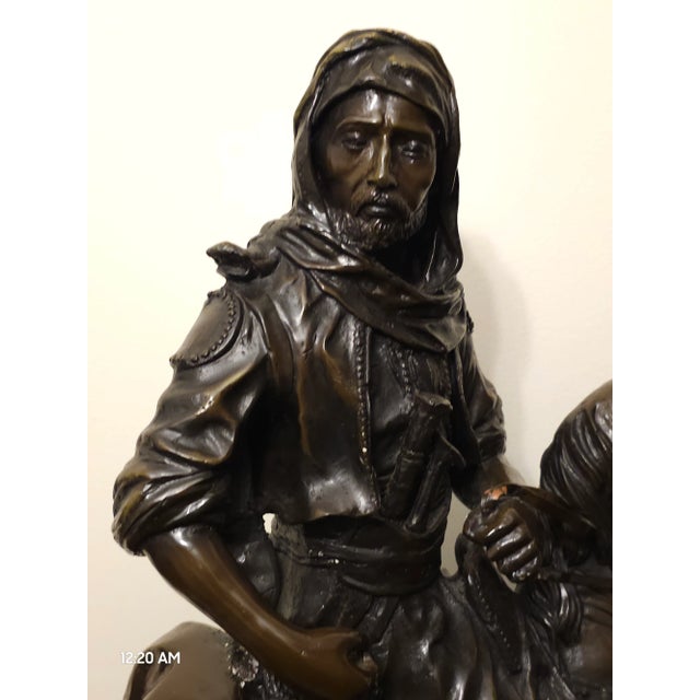 Metal After Alfred Barye (19th C. ) and Emile Guillemin, Cavalier Arabe Revenant De La Chasse For Sale - Image 7 of 12