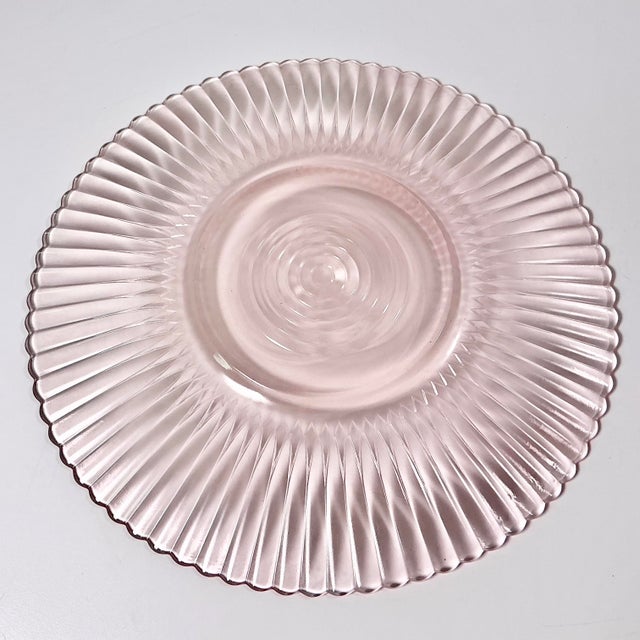 Early 20th C Art Deco Hollywood Regency Boho Chic Depression Era Pink Glass Starburst Charger For Sale - Image 6 of 6