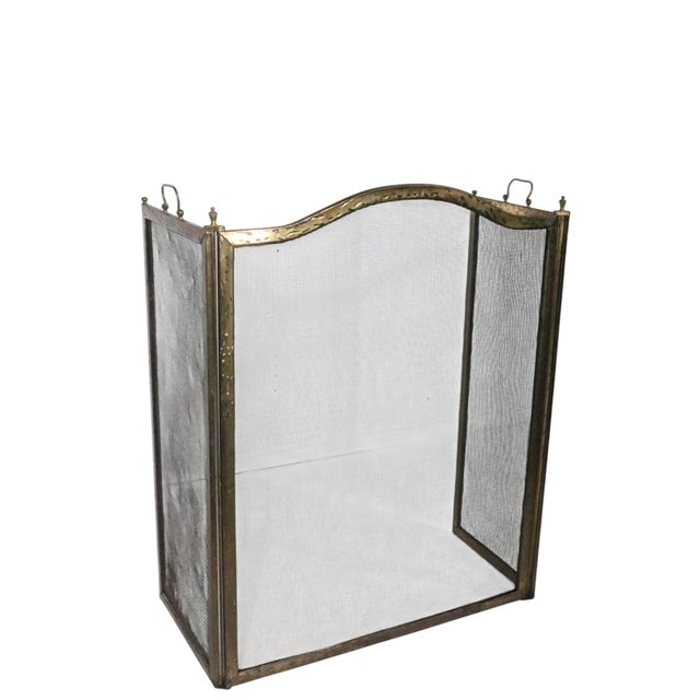 Vintage Arts and Crafts Three Fold Fireplace Screen Spark Guard For Sale - Image 9 of 13
