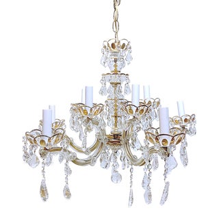 Mid-20th Century Crystal Maria Theresa Style Chandelier For Sale