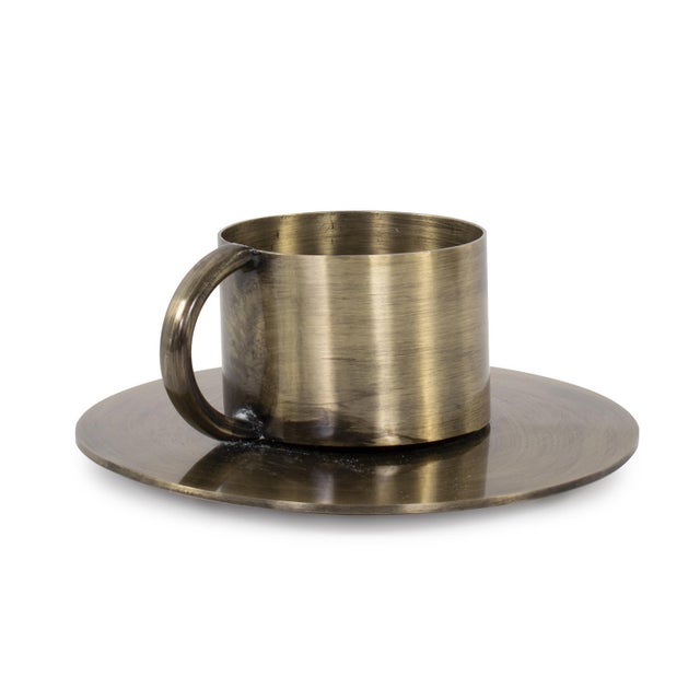 Kenneth Ludwig Chicago Italo Short Antique Brass Candle Holder with Handle For Sale - Image 4 of 11