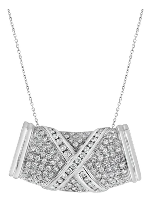 Pave Diamond Roundel Slider Necklace 1.50cttw 14k White Gold 16"