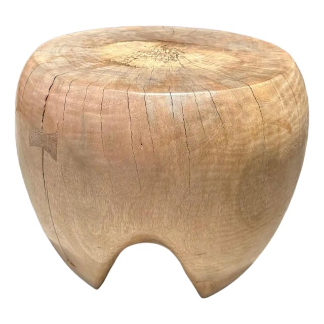 Sculptural Mango Wood Side Table, Hand-Crafted Modern Organic For Sale
