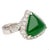 2010s Type a Jadeite Jade Cabochon Cut Triangle Shape and Diamond Halo Ring, Size 6 For Sale - Image 5 of 10
