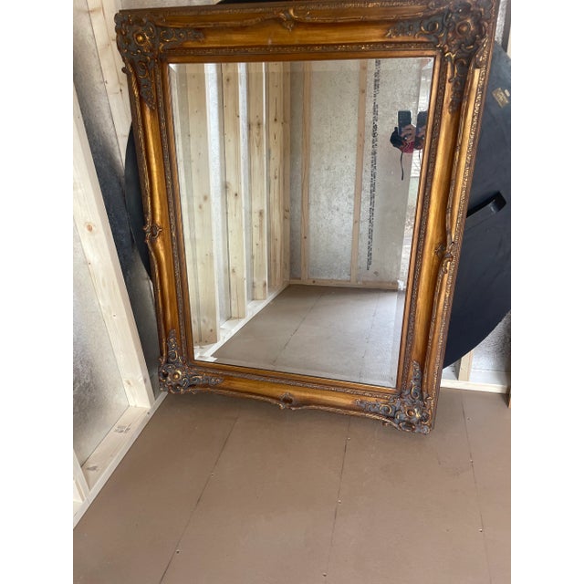 1980s 1980s Large Baroque Style Gilt Gold Leaf Mirror For Sale - Image 5 of 5