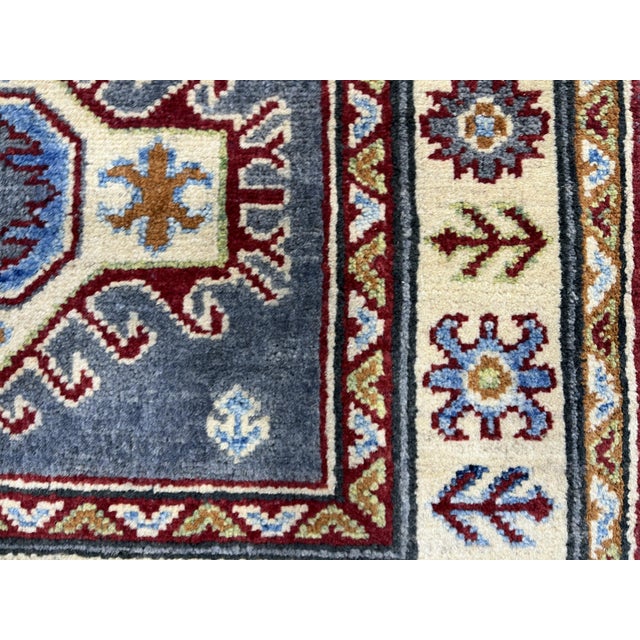 Charcoal Gray and Cream Kazak Wool Runner Rug With Tribal Motifs, 2'8" X 6'8" For Sale - Image 13 of 18