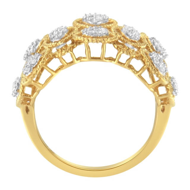 Haus of Brilliance 14K Yellow Gold Diamond Art Deco Ring (1/2 Cttw, H-I Color, I1 Clarity) - Size 8 For Sale - Image 4 of 6
