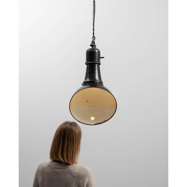 1930s Czech Metal Industrial Angular Pendant Lamp For Sale In Greensboro - Image 6 of 18