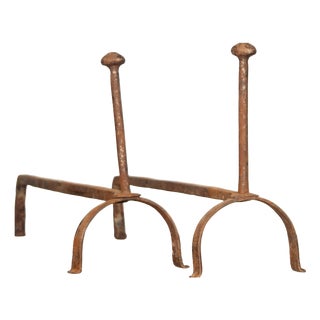 Brutalist Fireplace Andirons, 1940s, Set of 2 For Sale