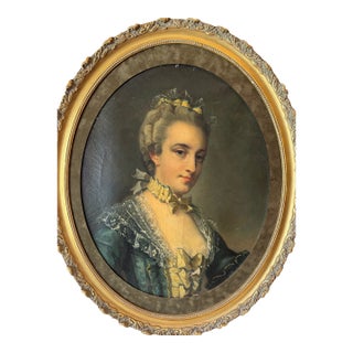 Antique French Noble Portrait, Mdm. Pompadour, Painting For Sale