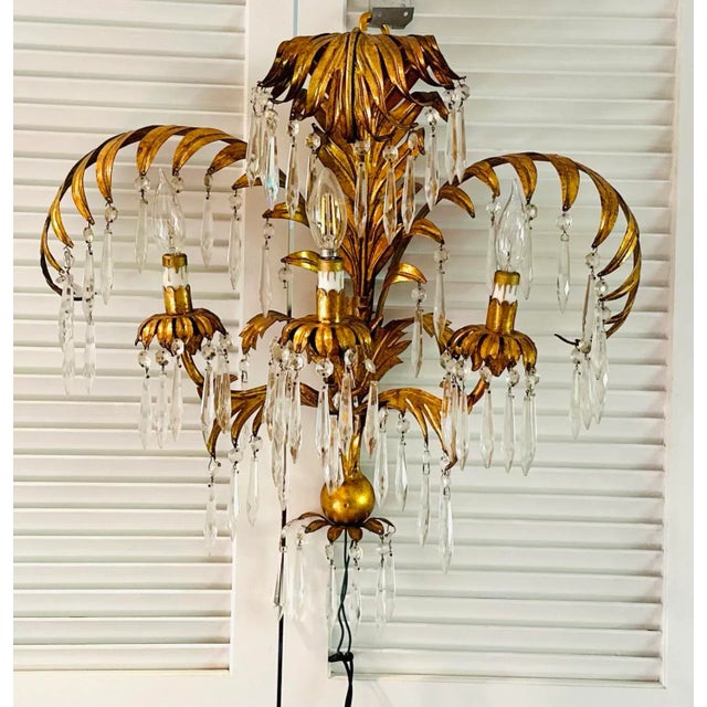 Vintage Italian Palm Tree Tole Sconce For Sale - Image 4 of 10