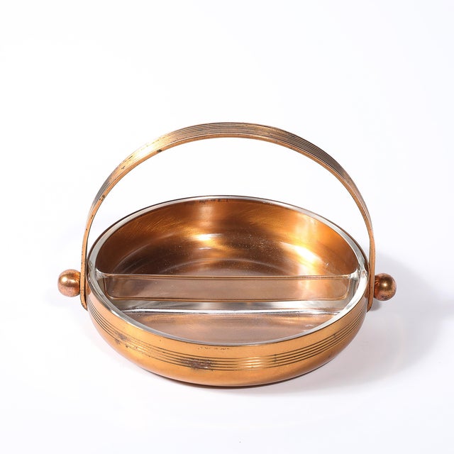 This elegant Art Deco serving dish, crafted circa 1935 and signed by Chase, represents the height of streamlined modern...