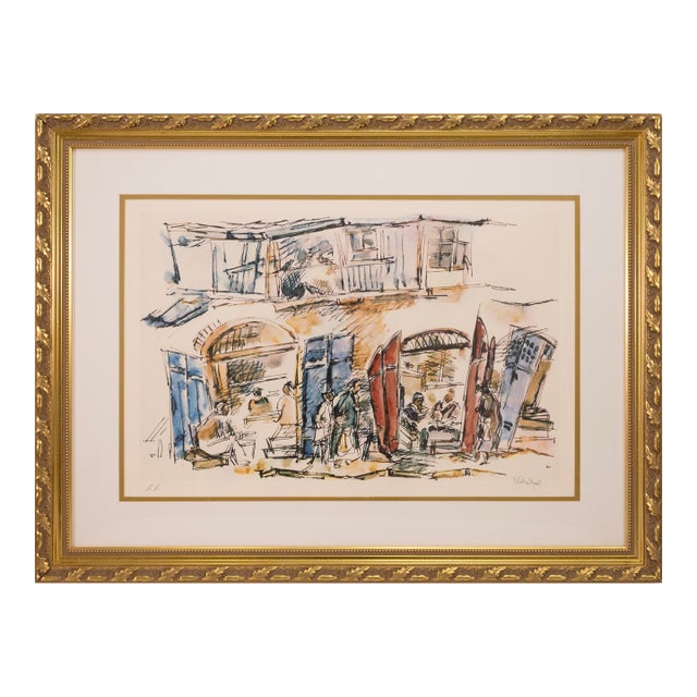 Chaim Gross Jerusalem Cafe Signed Contemporary Color Lithograph on Paper Ap For Sale