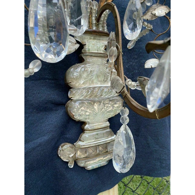 1930's Monumental Regency Maison Bagues Rock Crystal 5 Light Floral Wall Sconces a - Pair For Sale - Image 10 of 12
