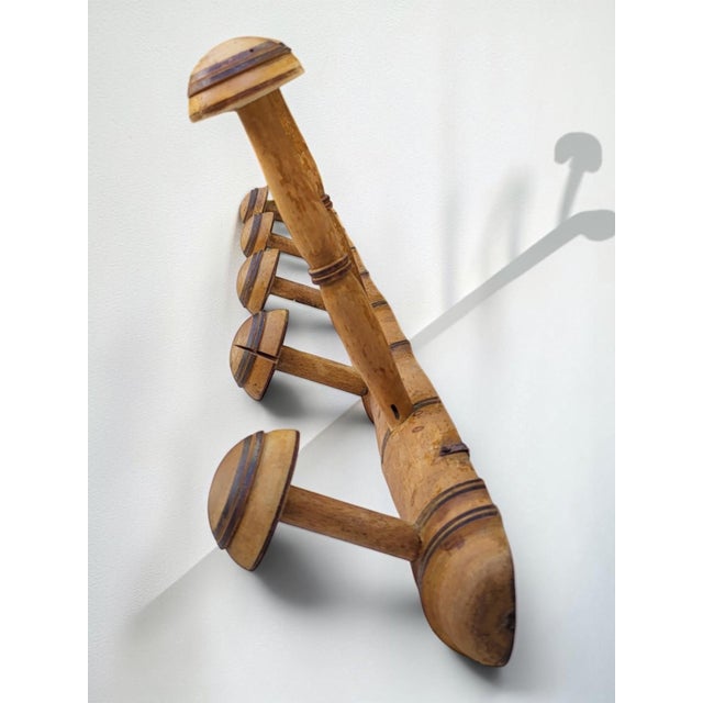 Wall-Mounted Coat Rack in Bamboo, 1930s For Sale - Image 4 of 6