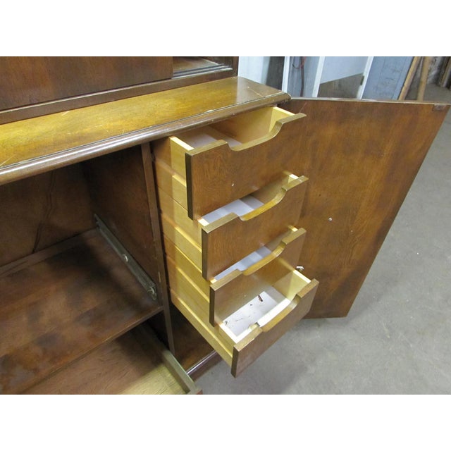 Mid 20th Century Mid 20th Century Pair of Traditional Two Section Wooden Storage Cabinets For Sale - Image 5 of 9
