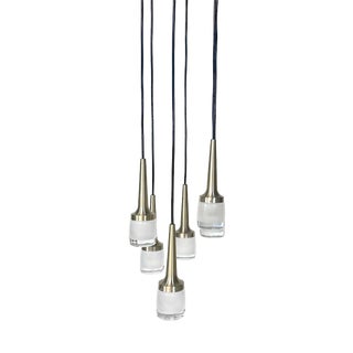 Large Cascade Hanging Lamp with Six Glass and Brass Lights from Staff Leuchten, 1960s For Sale