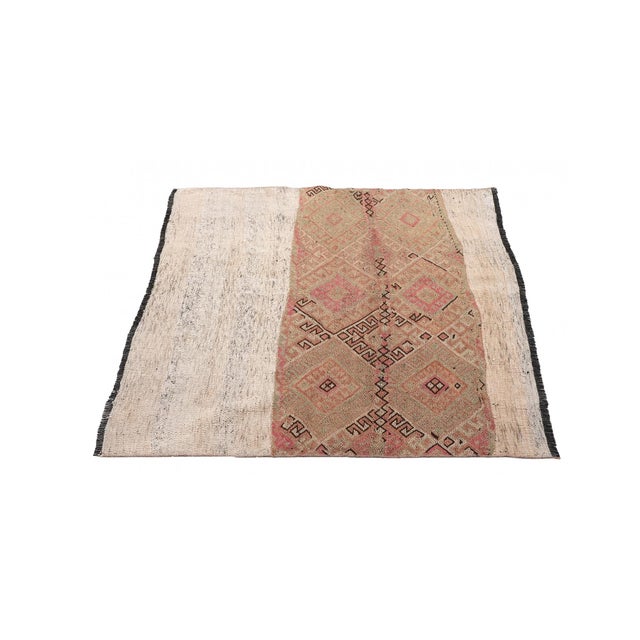 1960s Decorative Faded Vintage Kilim Rug - 3`7″ X 4`0″ For Sale - Image 5 of 6