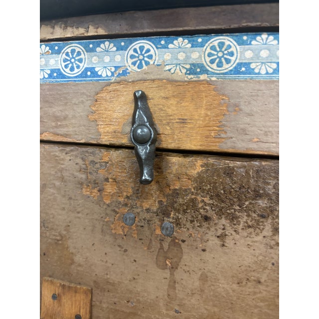 Antique Victorian Dome Top Embossed Immigrant Trunk Steamer Trunk For Sale - Image 11 of 18