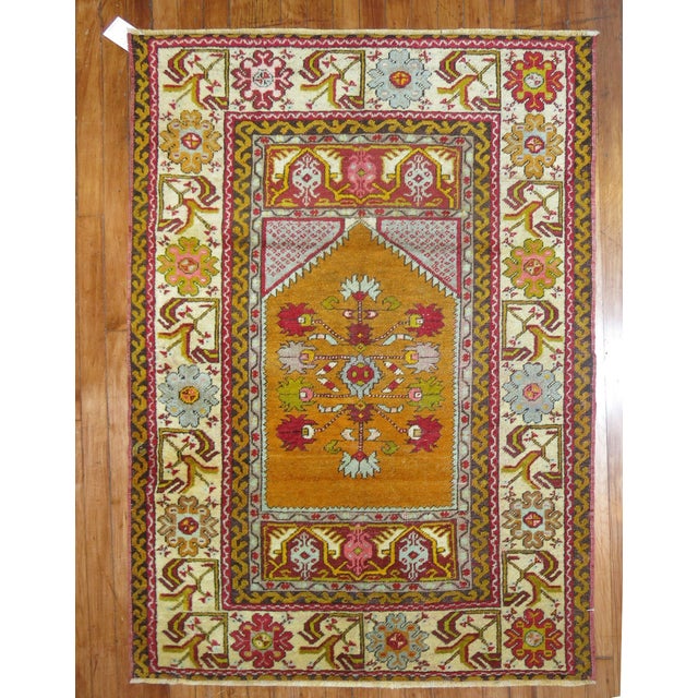 Late 20th Century Zabihi Collection Vintage Turkish Oushak - 3'5" x 5'4" For Sale - Image 5 of 5