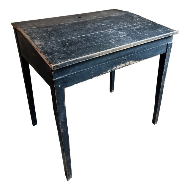 Antique French Black School Lift Top Desk, 1900s For Sale