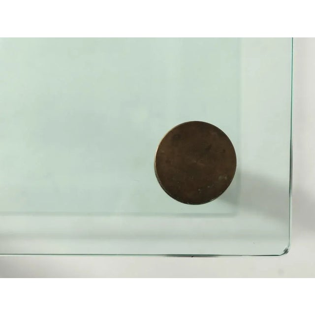 1960s Square Two Tier Glass and Brass End Table For Sale - Image 10 of 11