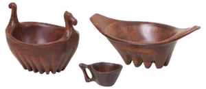 Large Bowl and Cup in Walnut by Lee Swennes, USA, 1960s, Set of 3