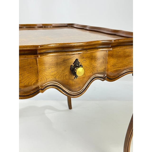 Vintage Baker Furniture French Provincial Louis XV Burl Wood Side Table For Sale - Image 6 of 15