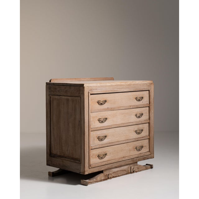 1930s French Beige Art Deco Oak Chest of Drawers For Sale - Image 11 of 15