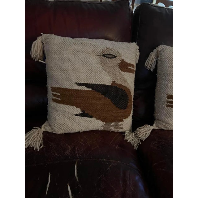 Mid-Century Modern Vintage Hand-knit Pillows- a Pair For Sale - Image 3 of 7