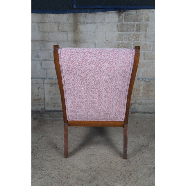 Pink Antique Early 20th Century British Colonial Oak Plantation Lounge Arm Chair For Sale - Image 8 of 12
