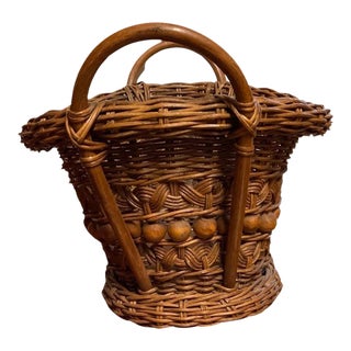 Early 20th Century Stick & Ball Woven Basket For Sale