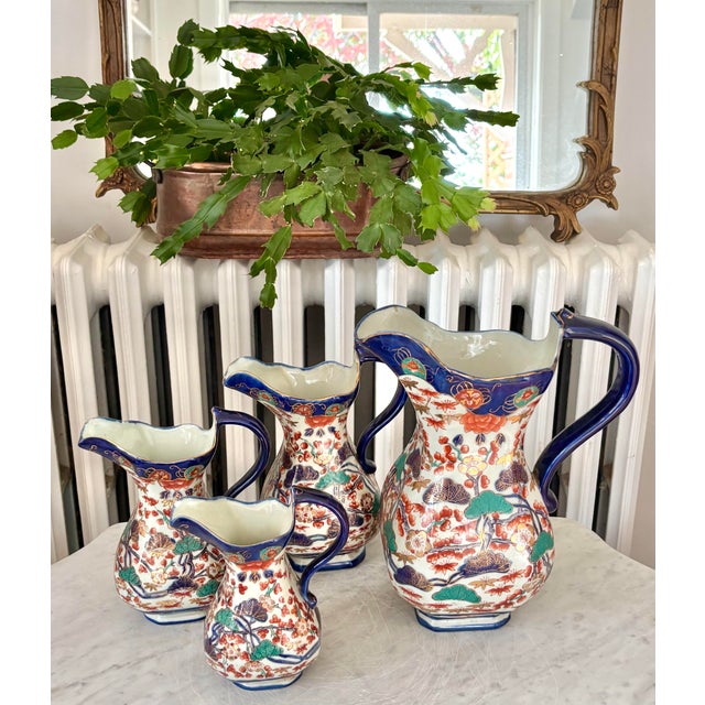 Victorian Imari Style Ironstone Pitchers, Set of 4 For Sale - Image 11 of 11