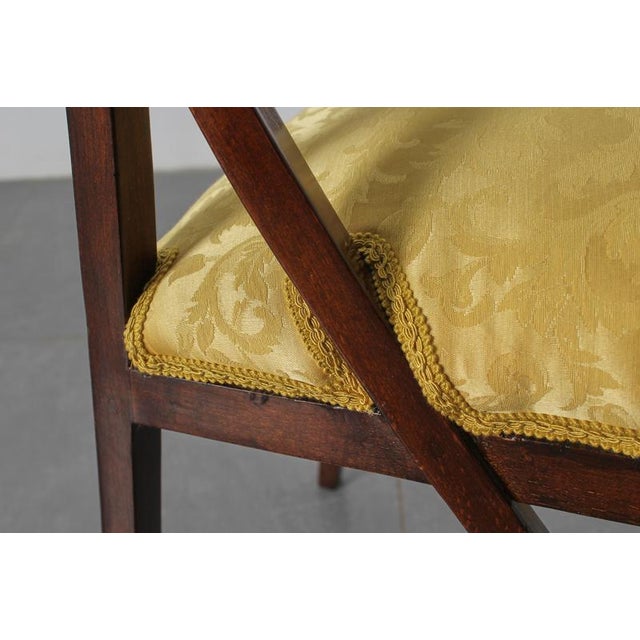 Liberty Style Shaped Wood and Yellow Fabric Chairs by V. Ducrot, Italy, 1920s, Set of 2 For Sale - Image 12 of 18