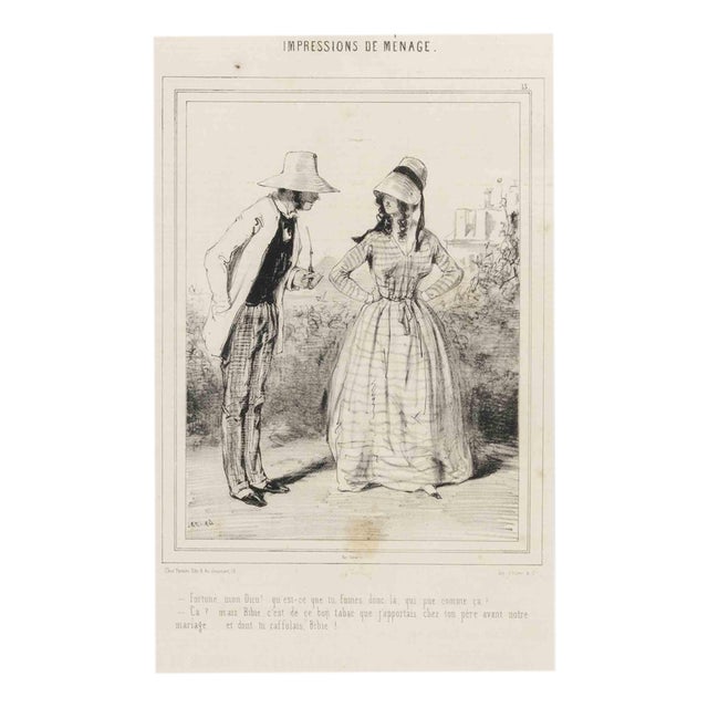 Paul Gavarni, Impressions of Ménage, Plate 15, Mid-19th Century, Lithograph For Sale