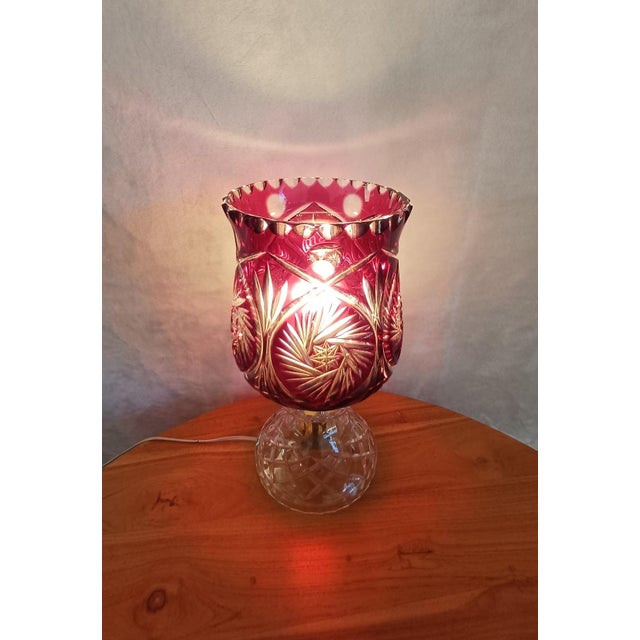 Glass Vintage Cut Crystal Table Lamp, 1960s For Sale - Image 7 of 8