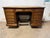 Vintage Hekman Oak Tooled Leather Top Executive Office Desk. The top has tooled leather panels, there are two file...
