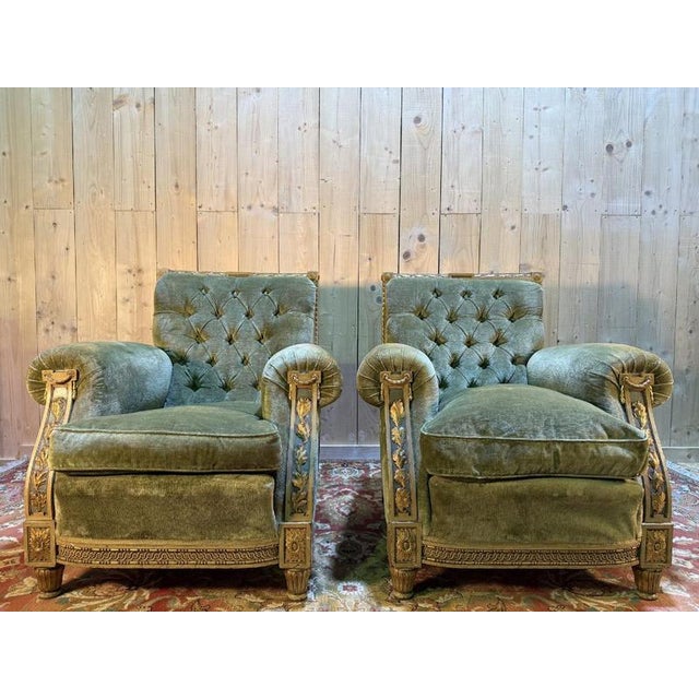 Gold Louis XVI Armchairs in Gilded Wood, Set of 2 For Sale - Image 8 of 8