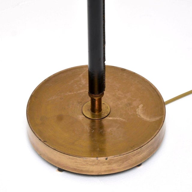 Brown Vintage Swedish Leather and Brass Floor Lamp, 1950 For Sale - Image 8 of 9
