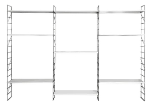 Italian Modern Modular Wall Bookcase in White Metal and Steel, 1980s